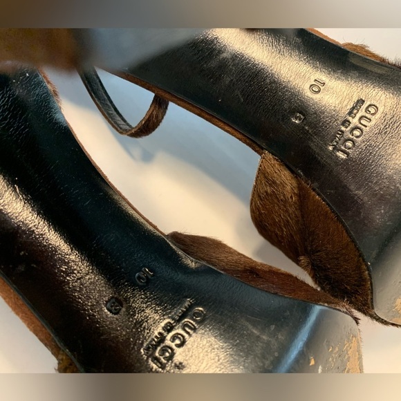 Gucci PLATFORM HEELS CHOCOLATE PONY FUR SIZE 10 B😍 - Picture 7 of 14